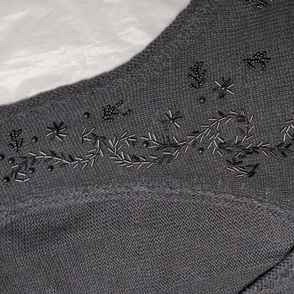 Vintage Black Beaded Embellished Knit Sweater Vest Whimsygoth Size Large - Picture 3 of 6